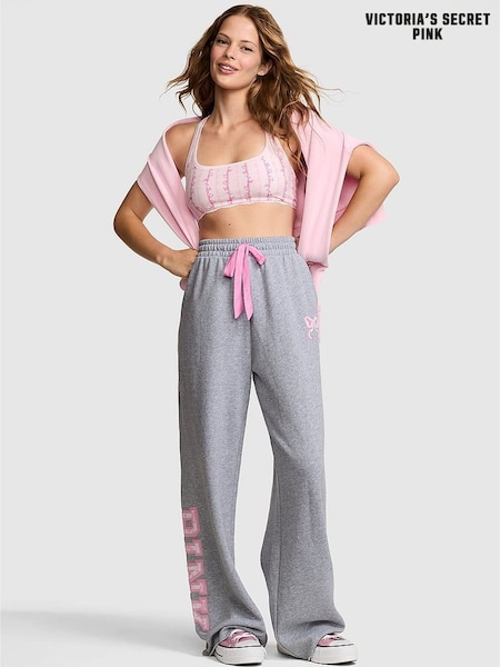 Victoria's Secret Pink Medium Heather Grey Wide Leg Fleece Jogger (W71674) | £80