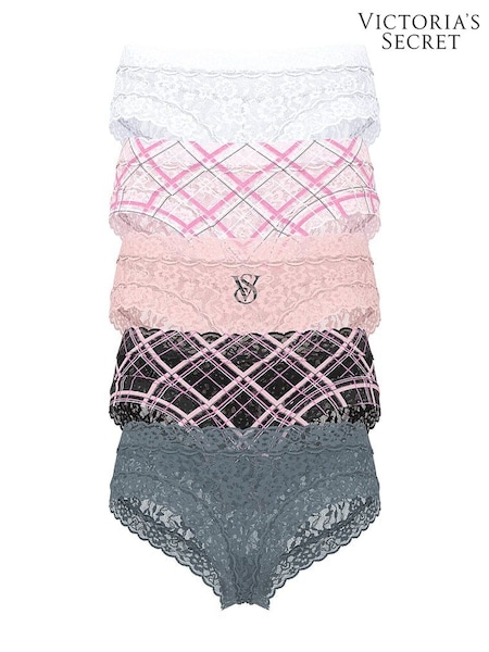 Victoria's Secret White/Pink/Black/Grey Cheeky Knickers 5 Pack (W71678) | £26