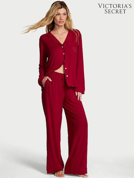 Victoria's Secret Red Lacquer Modal Bow Long Pyjamas Set (W71716) | £60