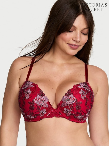 Victoria's Secret Red Push Up Beautiful Bows Embroidery Bra (W71723) | £69