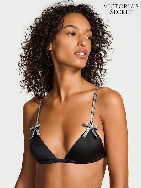 Victoria's Secret Black Crystal Bow Triangle Bralette (W71744) | £45