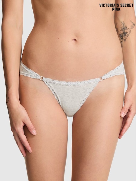 Victoria's Secret PINK Snow White Cheeky Cotton Heather Lace Trim Knickers (W71750) | £10
