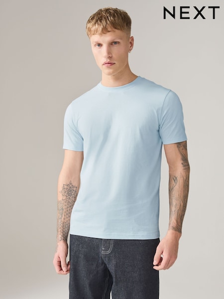 Ice Blue Slim Fit Essential Crew Neck Cotton T-Shirt (W71794) | £8