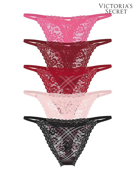 Victoria's Secret Pink/Red/Black Thong Knickers 5 Pack (W71796) | £26