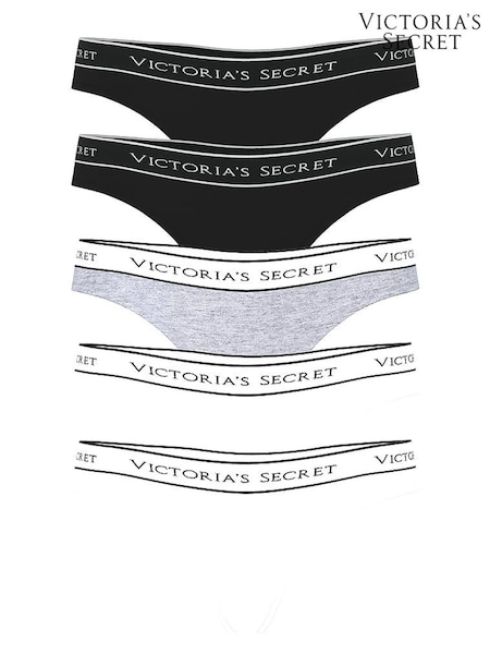 Victoria's Secret Black/Grey/White Thong Knickers 5 Pack (W71798) | £30