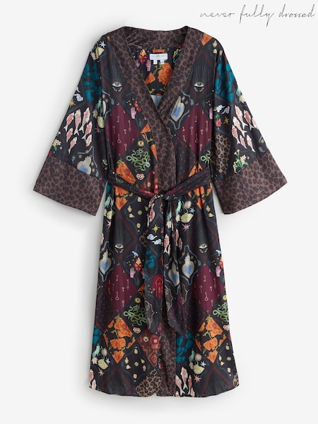 Never Fully Dressed Night Garden Satin Long Line Robe (W71801) | £52