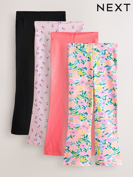 Navy Blue/Pink Floral 4 Pack Flared Leggings (3-16yrs) (W71976) | £19 - £35