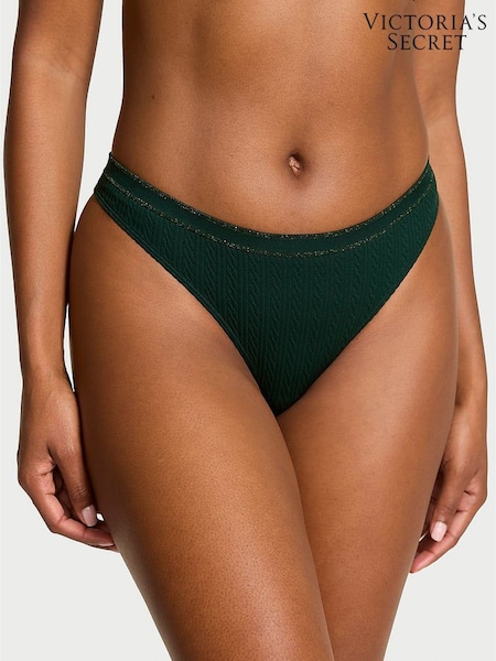 Victoria's Secret Cilantro Green Thong Cable Knit Knickers (W72114) | £10