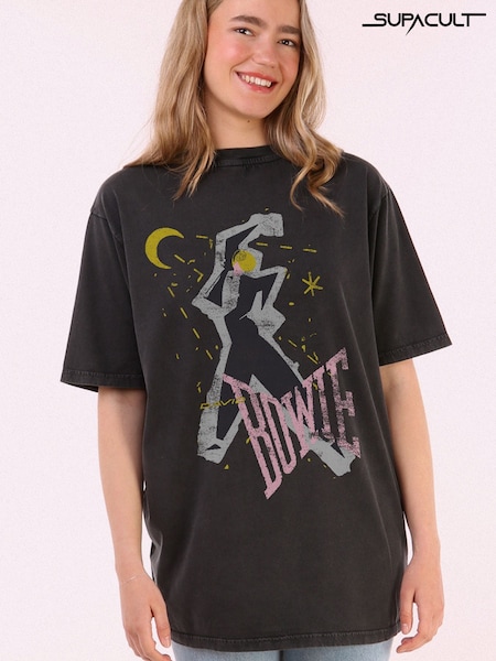 Supacult Black David Bowie Serious Moonlight Music T-Shirt (W72189) | £44