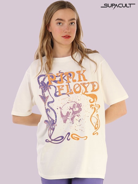 Supacult Natural Pink Floyd Art Deco Music T-Shirt (W72198) | £44