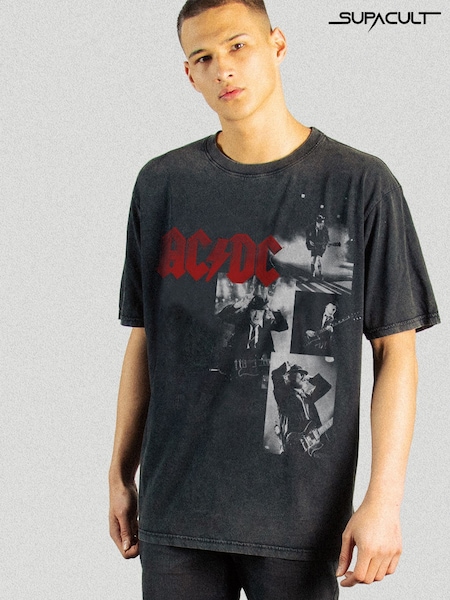 Supacult Black ACDC Photo Collage Music T-Shirt (W72199) | £44