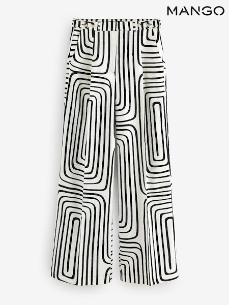 Mango White Pattern Trousers (W72329) | £46