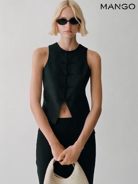 Mango Black Linen Blend Waistcoat (W72331) | £46