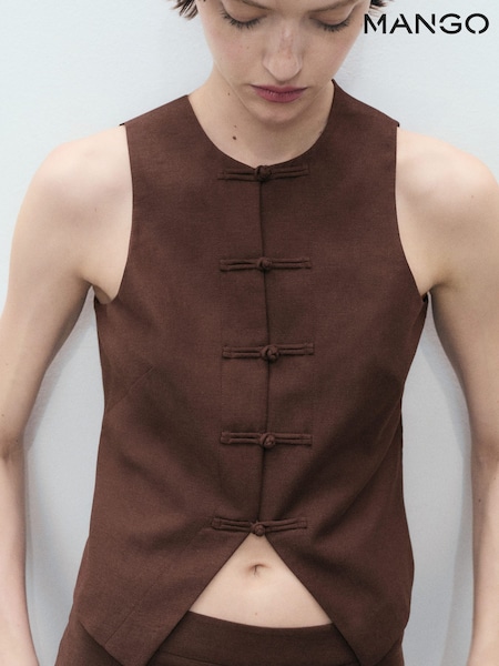 Mango Brown Linen Blend Waistcoat (W72333) | £46