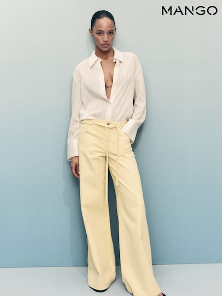 Mango Natural Tie Waist Wide Leg Jeans (W72334) | £50
