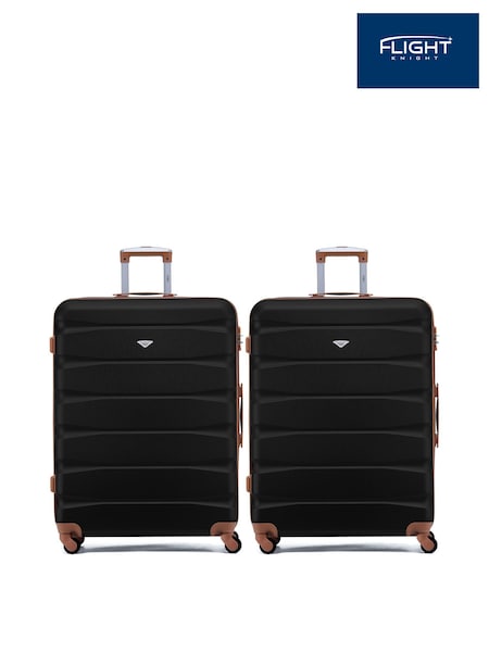 Flight Knight Large Check-In Hold Luggage Hardcase Travel Black Suitcases Set Of 2 (W72407) | £140