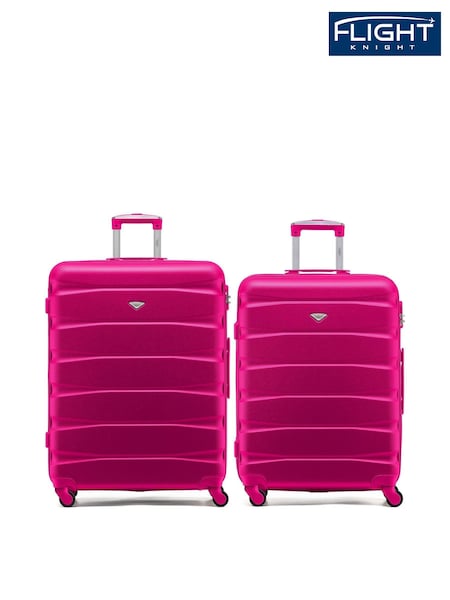 Flight Knight Medium & Large Pink Check-In Hold Luggage Hardcase Travel Suitcases Set Of 2 (W72413) | £120