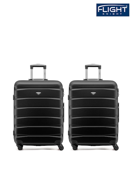 Flight Knight Medium Check-In Hold Luggage Hardcase Travel Black Suitcases Set Of 2 (W72421) | £115