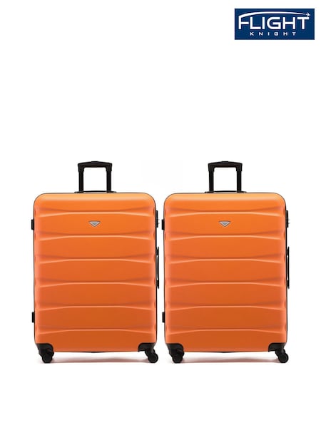 Flight Knight Large Orange Check-In Hold Luggage Hardcase Travel Suitcases Set Of 2 (W72431) | £140