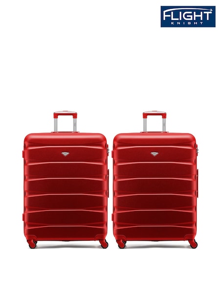 Flight Knight Large Red Check-In Hold Luggage Hardcase Travel Suitcases Set Of 2 (W72437) | £140