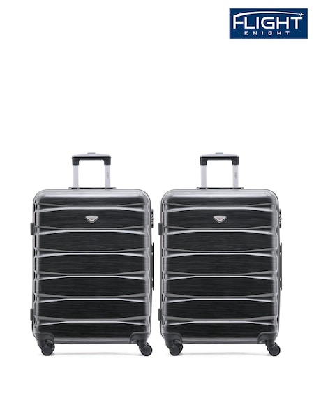 Flight Knight Medium Grey Check-In Hold Luggage Hardcase Travel Suitcases Set Of 2 (W72439) | £115