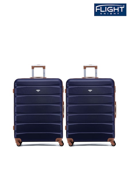 Flight Knight Large Blue Check-In Hold Luggage Hardcase Travel Suitcases Set Of 2 (W72440) | £140