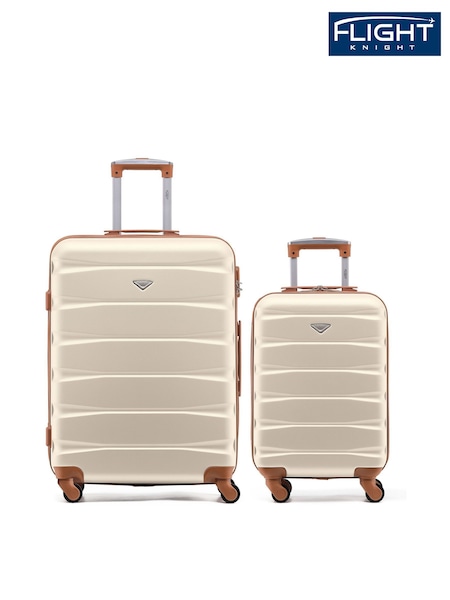 Flight Knight Medium and Small Cream Check-In and Carry-On Hardcase Travel Suitcases Set Of 2 (W72449) | £100