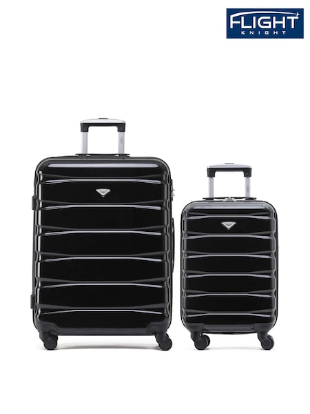 Flight Knight Medium Check In and Small Carry On Hardcase Travel Black Suitcases Set Of 2 (W72471) | £100