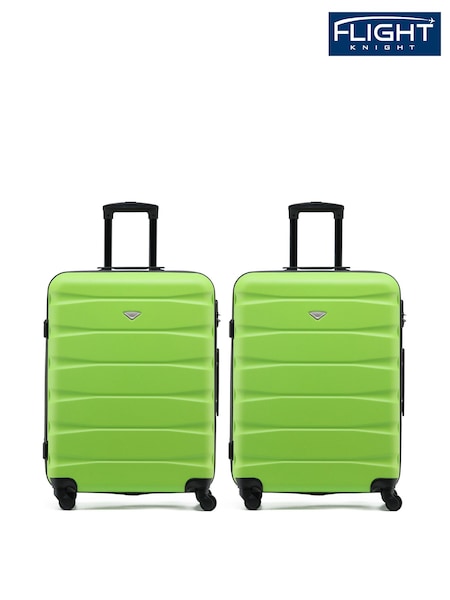 Flight Knight Medium Green Check-In Hold Luggage Hardcase Travel Suitcases Set Of 2 (W72492) | £115