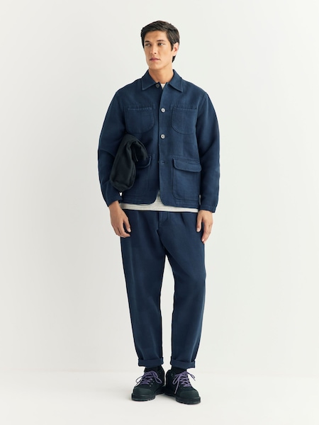 Universal Works Blue Patchwork Weave Pleated Track Trousers (W72555) | £190