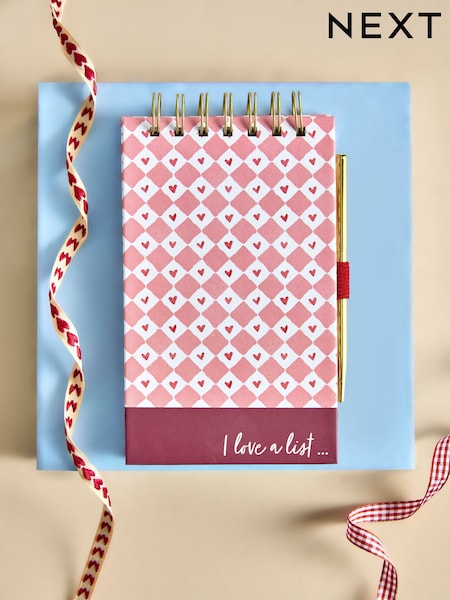 Red Love Heart List Pad and Pen (W72716) | £5