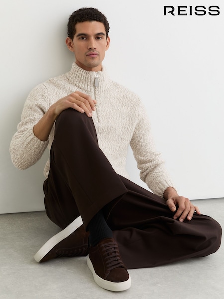 Reiss Grey Marl Seb Marled Half-Zip Knitted Jumper with Wool (W72753) | £148