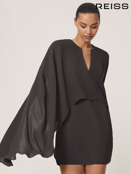 Reiss Grape Cassidy Chain-Detail Cape Mini Dress (W72760) | £230