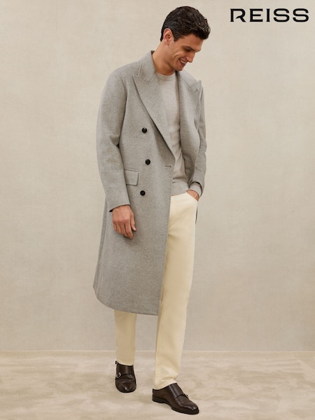 Atelier Soft Grey Tycho Db Atelier Cashmere Double-Breasted Overcoat (W72781) | £998