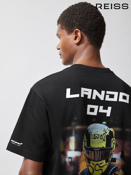 Reiss Black Dna McLaren F1 Team Lando-Print T-Shirt Unisex Fit (W72916) | £78