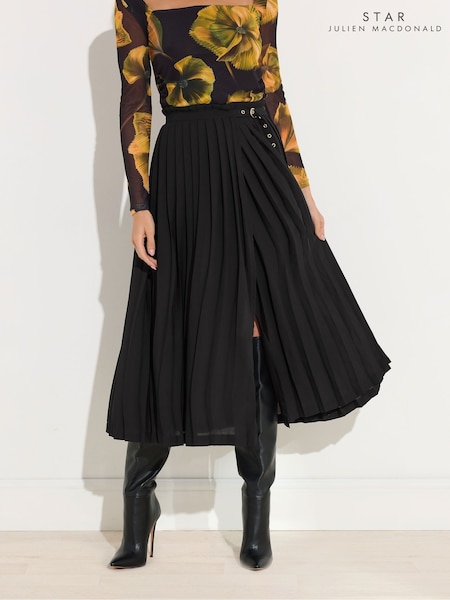 Star by Julien MacDonald Black Pleated Maxi Skirt (W72941) | £55