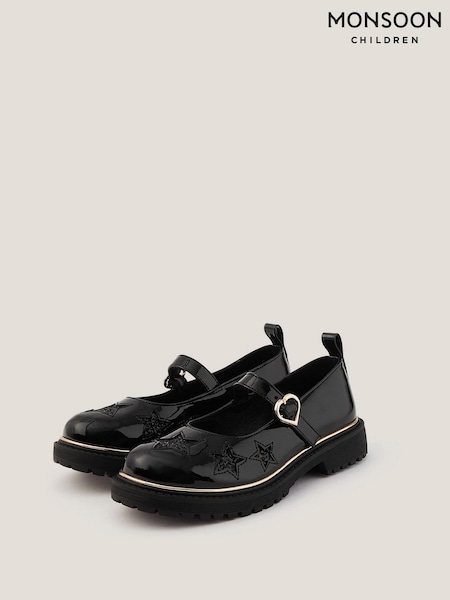 Monsoon Black Star Parent Mary Jane Flats (W72991) | £28 - £32