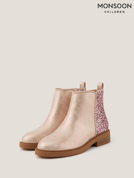 Monsoon Pink Glitter Ankle Boots (W72998) | £36 - £40