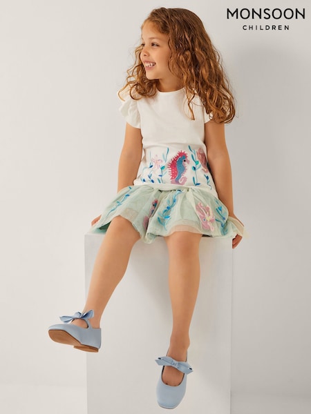 Monsoon White Sea Life Embellished Jersey T-Shirt (W73001) | £18 - £22