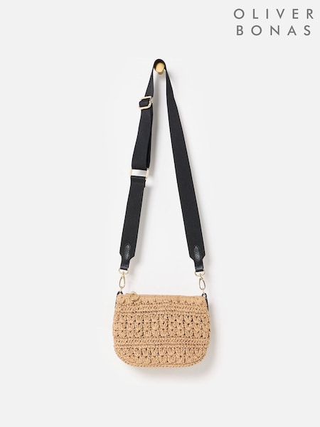 Oliver Bonas Brown Paddie Straw Weave Cross-Body Bag (W73108) | £58