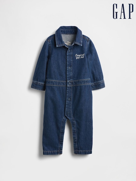 Gap Blue Denim Bear Logo Coveralls (Newborn-24mths) (0-24mths) (W73243) | £35