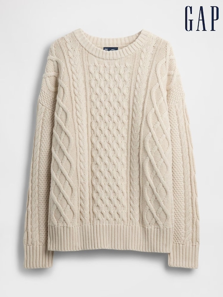 Cream Oversized Cable-Knit Jumper (W73285) | £60