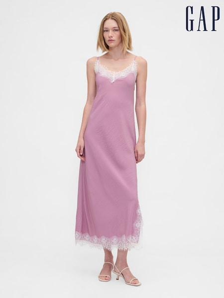 Gap Purple Lace-Trim Maxi Slip Dress (W73296) | £60