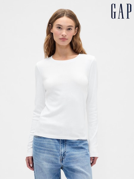 Gap White Long Sleeve Modern Crewneck T-Shirt (W73300) | £14