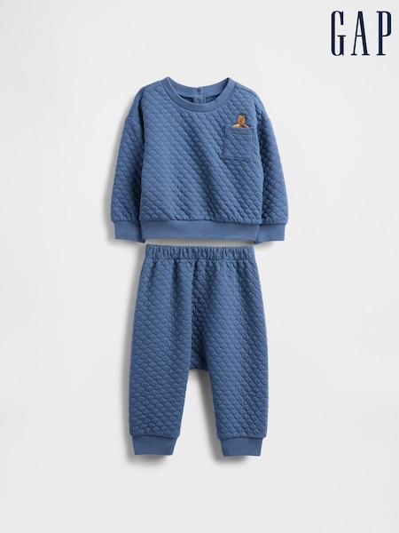 Gap Blue Quilted Brannan Bear Pocket Outfit Set (0-24mths) (W73316) | £30