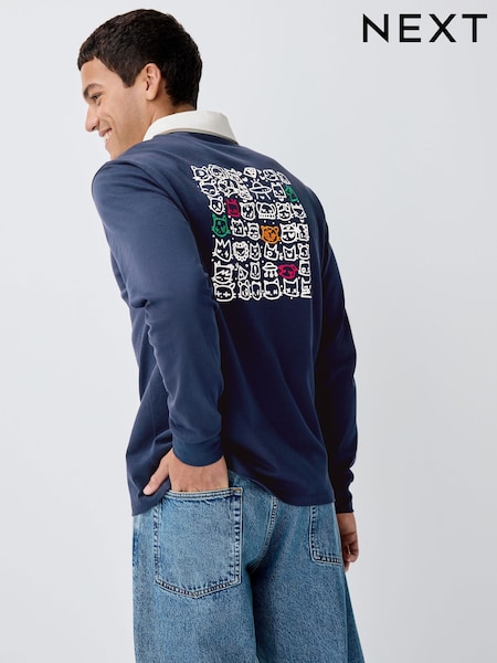 Navy Blue Tut Cat Licence Rugby Shirt (W73343) | £38