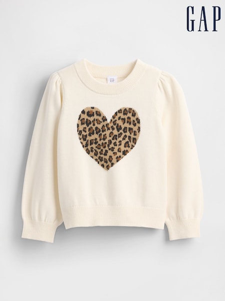 Gap White Puff-Sleeve Jumper (6mths-5yrs) (6mths-5yrs) (W73354) | £25