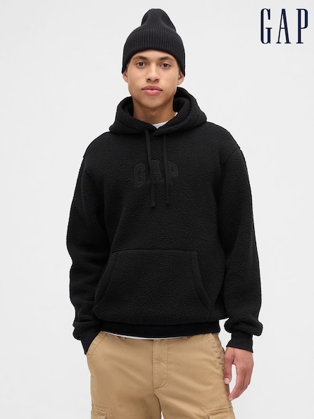 Gap Black Relaxed Logo Sherpa Knit Hoodie (W73357) | £35