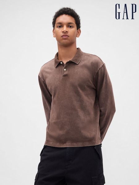 Gap Brown Heavyweight Jersey Polo Shirt (W73358) | £55