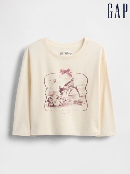 Gap White Bambi Disney Graphic Long Sleeve T-Shirt (6mths-5yrs) (6mths-5yrs) (W73380) | £14